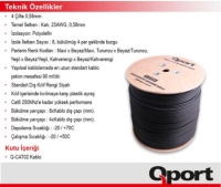 QPORT Q-CATO2 500MT UTP CAT6 OUTDOOR NETWORK KABLO SIYAH 23AWG 0.58MM - 4